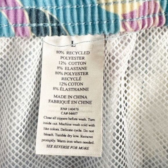 Faherty Mens Beacon Swim Trunks Blue Hawaiian Print Size Large - Picture 10 of 11